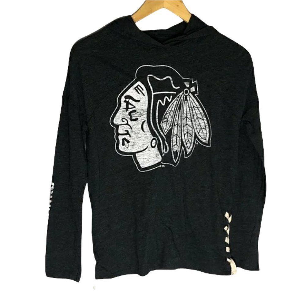 Chicago Blackhawks Gray Long Sleeve Hooded Tee NHL